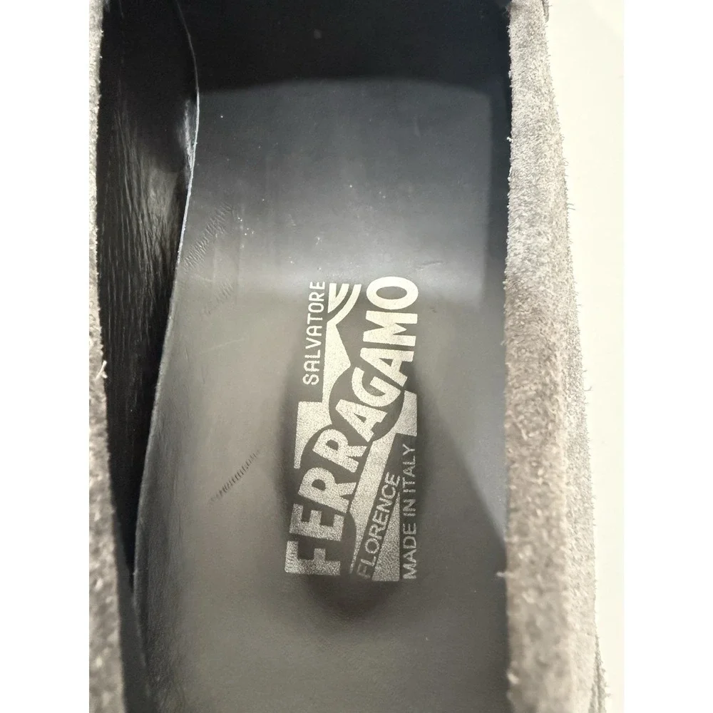 Salvatore Ferragamo Gancini Bit Grey Suede Driving loafers Mens US 9D‎
